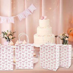 Coquette <b>Pink</b> Bow Paper Gift Bags with Handles Cute Ribbon Gift Wrap Shopping Bags for Goodie Candy Treat <b>Present</b> Giving Bag - Product Image 6