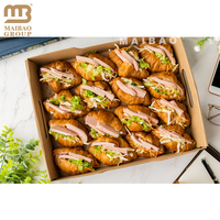 Boîte à pâtisserie personnalisée jetable pour mini-sandwichs au poulet et au jambon, en papier kraft, pour frites et hamburgers, emballage rapide pour la restauration rapide