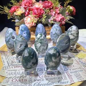 Wholesale Natural Gemstones Massage <b>Tool</b> Oval Egg for Women Made of Good Quality Moss Agate Crystal Eggs - Product Image 5