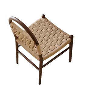 French Vintage Vivian Dining Chair Rope Woven Solid Wood <b>Backrest</b> Dining Room Chair - Product Image 5