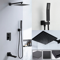 Robinet de douche moderne à jet de pluie en laiton poli, mitigeur encastré à poignée unique, fonction pause, jet doux, massage, pour hôtels, avec valve en céramique