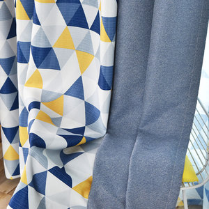 Tissu de rideau imprimé géométrique triangulaire 100% polyester, aspect <span class=keywords><strong>lin</strong></span>, filtrant la lumière, vendu <span class=keywords><strong>au</strong></span> <span class=keywords><strong>mètre</strong></span> - Product Image 2