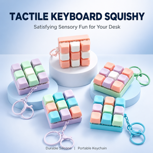 Juguete Sensorial Antiestrés Kawaii 9 en 1 con Botones Mecánicos de Teclado, Juguete de Descompresión Portátil con Sonido de Clic, Llavero - Product Image 2