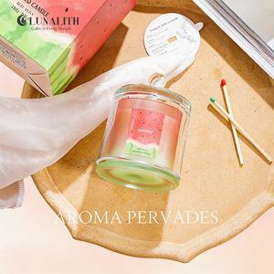 Velas Aromáticas de Soya con Aroma a Sandía Hechas a Mano en Recipiente de Vidrio Transparente |   Velas Perfumadas para Personalización OEM con MOQ Bajo - Product Image 5