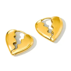 MICCI bijoux en acier inoxydable coeur brisé minimaliste Huggies bon plaqué boucles d'oreilles pour les femmes