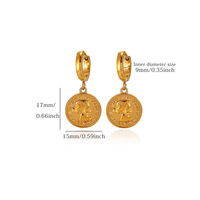 Cross-border geometrische roestvrijstalen 18K vergulde perzikhart fruitdesign zomer ocean-stijl unisex hangende oorbellen