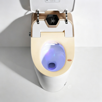 WC intelligent avec bidet intégré et réservoir carré dissimulé, chasse d'eau automatique, télécommande incluse, blanc doré, siphon en P/S