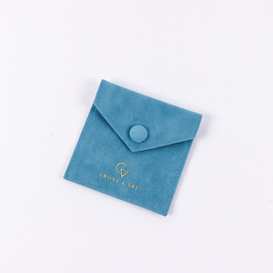 Fashion Luxury Snap Button Flip Cover Small Velvet <b>Envelope</b> <b>Gift</b> Pouch Custom Personalized Jewelry Packaging Bag with Gold Logo - Product Image 3