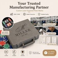 Ensembles de poker, cartes et dés en similicuir gravables au laser, avec logo personnalisé, jetons de poker, cartes à jouer et dés, avec étui en cuir, vierges pour gravure laser