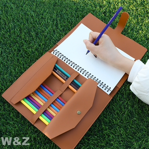 Funda de Cuero Sintético para Cuaderno, Portátil, A5, para Dibujo, Bocetos, Pinceles, Bolígrafos, con Cubierta de Privacidad - Product Image 2