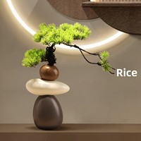 TONFO Nouveau style chinois You Wish, Ornement d'entrée Wabi-Sabi, Vase en céramique pour meuble TV de salon, Pierre porte-bonheur