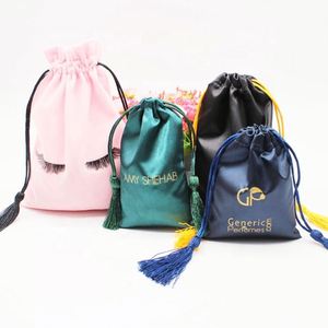 Sac à cheveux en satin de luxe avec cordon de serrage et logo personnalisé, emballage recyclable pour perruques et extensions capillaires, idéal pour les cadeaux - Product Image 2