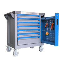 Carrito de Herramientas para Mantenimiento Automotriz de 7 Cajones, Superficie de Trabajo de Acero Inoxidable+ABS, Juego de Herramientas de 245 Piezas Resistente al Aceite, Taller de Reparación Automotriz 4S