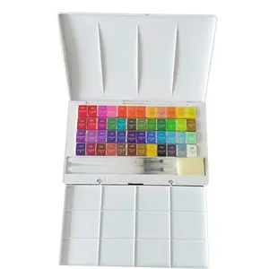 Plastic Box 48Colors Solid Watercolor Paints Half Pans Pigment Set