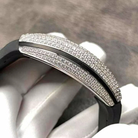 Jam Tangan Mekanik Otomatis Berbentuk Tonneau dari Baja Tahan Karat yang Mewah dan Bergaya, Dihiasi dengan Moissanite dan Berlian