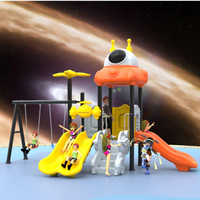 Equipo de Juegos Infantiles para Exteriores con Temática de Robots, con Tobogán de Plástico y Escaleras, para Jardín de Infancia y Uso Comercial en Parques Públicos