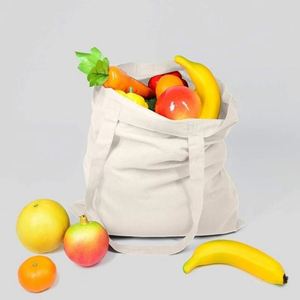 Sacs de courses réutilisables personnalisés en gros avec logo imprimé, sacs fourre-tout en toile de coton blanc uni vierge avec personnalisation - Product Image 5
