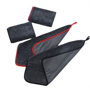 Toalla de microfibra de felpa de secado rápido, sin bordes, rectangular/cuadrada, de color sólido, absorbente, para limpieza de coches y detalles automotrices, para uso manual o con máquina. - Product Image 2