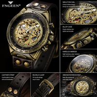 Montre mécanique pour homme, mouvement automatique, haute qualité, bracelet en cuir 20 mm, cadran à aiguilles, résistance à l'eau 3 ATM, élégante