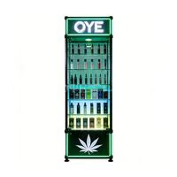 Vitrine d'exposition en verre avec éclairage LED, cadre en aluminium, sur pied, écologique, recyclable, durable, pour magasin de tabac