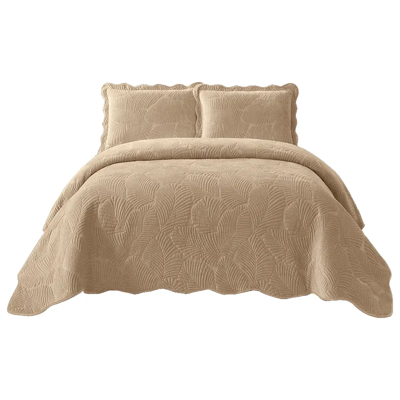 ベルベットのベッドカバー掛け布団刺繍キルティングベッドカバープレミアム掛け布団セット寝具高級