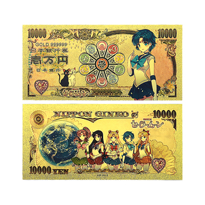 Uang Kertas Emas Anime Sailor Moon 10 Gaya Dua Sisi 16x7.5cm Cetakan Foil Emas Uang Koleksi Jepang Hadiah Karakter Kawaii - Product Image 2