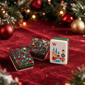 Set Mahjong Americano per Ospiti Natalizi con 160 Tessere Ecologiche in Acrilico per Giochi Post-<span class=keywords><strong>Cena</strong></span> e Set Regalo per Feste Natalizie - Product Image 2