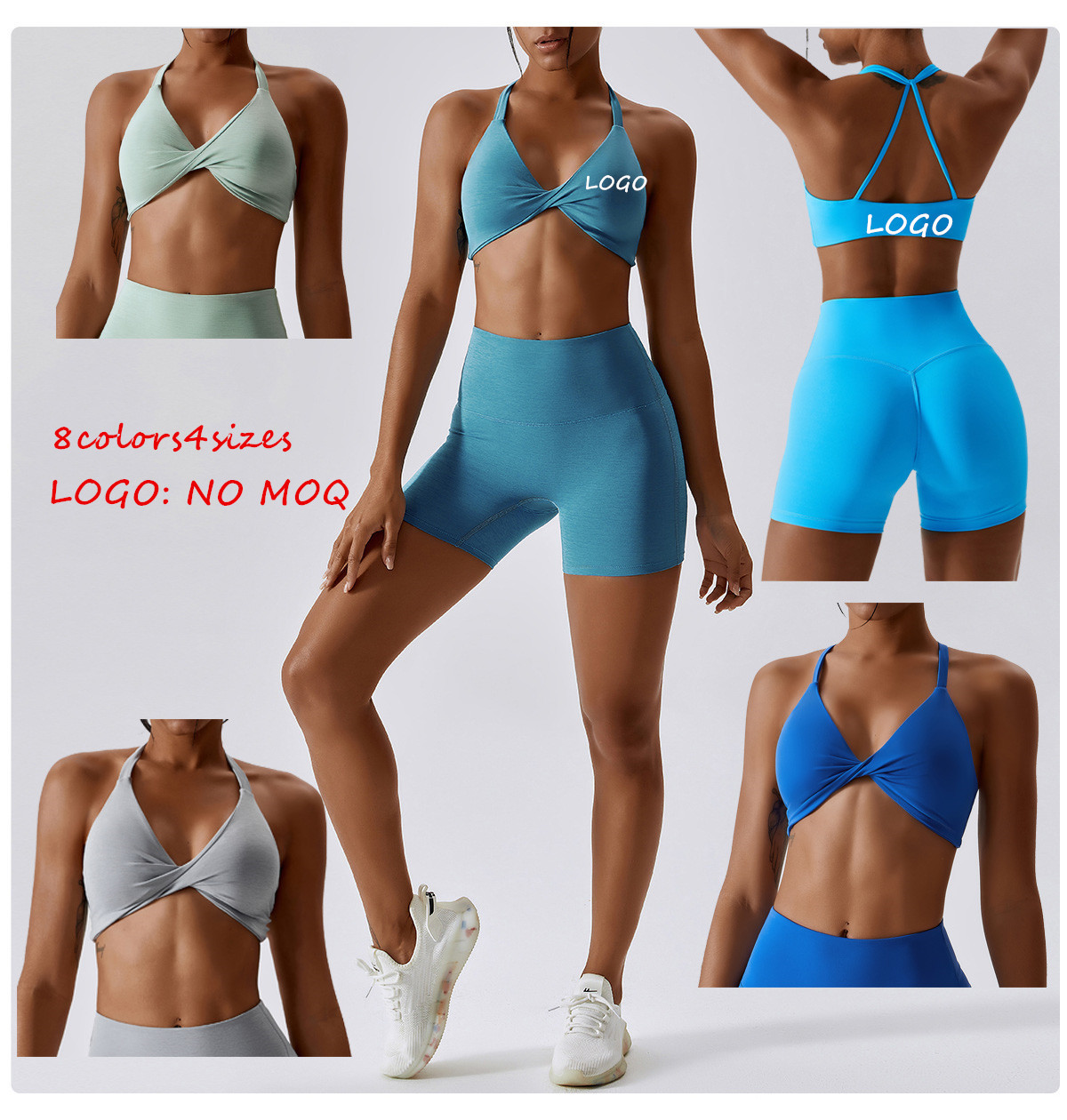 2023 Women Fitness Sports Bra and Shorts Active Wear Sets Front Twist Womens Sports Bra 2pcs Shorts Para Mujer Set for Gym · image 2