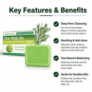 Jabón en Barra de Aceite de Árbol de Té Orgánico Natural de 115 g, Jabón Herbal Antiacné, Control de Grasa, Calmante e <span class=keywords><strong>Hidratante</strong></span> <span class=keywords><strong>para</strong></span> Piel Sensible, Rostro y Cuerpo - Product Image 3