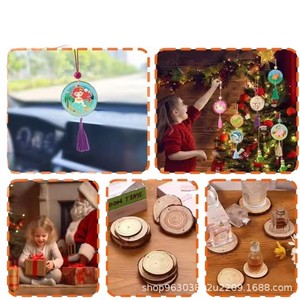 Wooden Round Wood Chips Christmas Craft Supplies Natural Color Handmade <b>DIY</b> Art <b>Kit</b> For Kids And Adults - Product Image 5