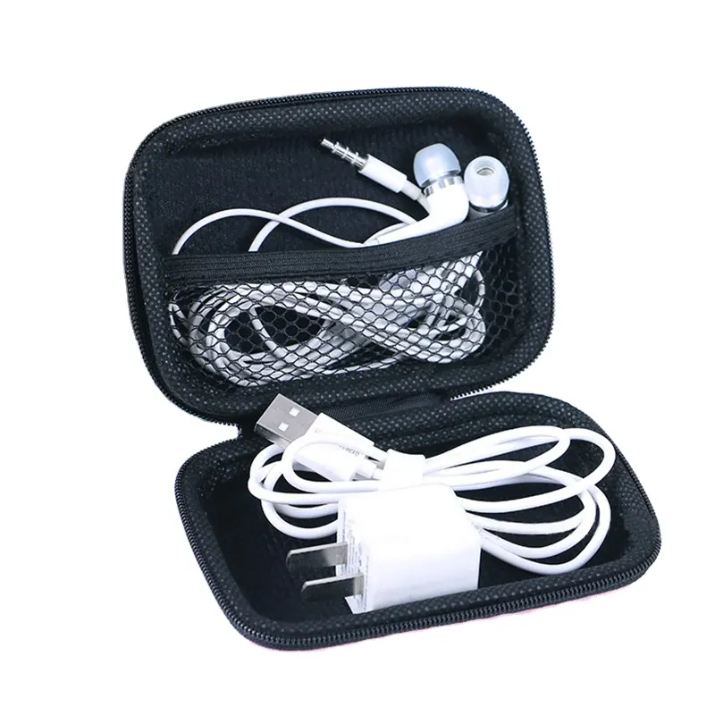 Kulaklık dikdörtgen saklama çantası veri kablosu saklama kutusu pürüzsüz fermuar sıfır cüzdan Mini saklama kutusu