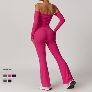 78% ポリアミド22% エラスタンジムウェアセクシーなバンドゥトップスポーツレギンスセット女性カジュアル服女性アクティブウェア - Product Image 2