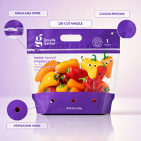Hoge kwaliteit herbruikbare anti-condens zakken voor vers fruit met ventilatiegaten, zakken voor fruit en groenten, groente- en fruitzakken met ritssluiting, zakken voor druiven