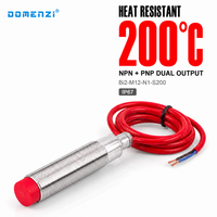 Domenzi 200 ℃   Capteur de proximité inductif M12 haute température, résistant à la chaleur, 2 mm, NPN NO, 10 à 30 Volts CC, type cylindrique encastré