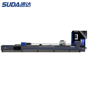 SUDA auto feed cnc fiber metal tube laser cutting machine 6m 9m 12m tube length pipe deviation is automatically compensated