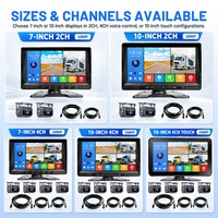 Caméra embarquée pour camion avec écran tactile IPS de 10 pouces, DVR 4 canaux, lecteur MP5, commande vocale, 12 à 24 V, système de vision arrière pour camion lourd