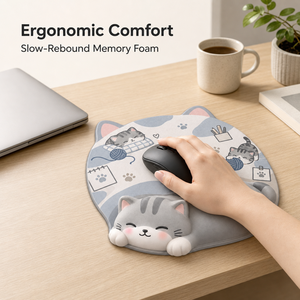 Custom Cute Animal Cat Themed Ergonomic Non Slip PU Base <b>Mouse</b> Pad with <b>Wrist</b> <b>Support</b> for Office Promotion Gifts - Product Image 4