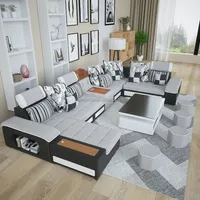 럭셔리 라운지 현대 디자인 홈 가구 소파 코너 벨벳 단면 소파 침대 패브릭 거실 소파 세트