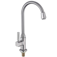 Robinet de cuisine commercial à montage sur plan avec rotation à 360 degrés, 1 poignée, en alliage de zinc nickel brossé, pour eau froide, idéal pour l'hôtellerie