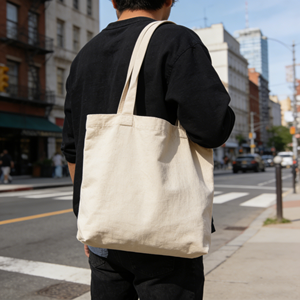 プリントロゴ入り昇華転写トートバッグ 無地カスタマイズ可能サイズ 無地キャンバストートバッグ コットン無地ショルダーバッグ - Product Image 3