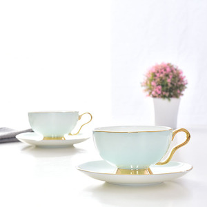 Classic Ceramic <b>Coffee</b> Cup <b>Set</b> Deluxe Eco Friendly Espresso and Tea Cups Saucer Tray - Product Image 2