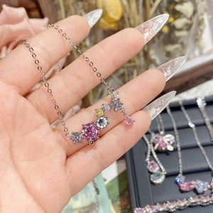 Fashion 18K Gold Plated French Princess pink <strong>Diamond</strong> <strong>Necklace</strong> Cheap Price Wholesale <strong>Fake</strong> <strong>Diamond</strong> <strong>Necklaces</strong> for Girls - Product Image 5