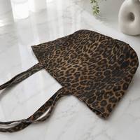 Sac fourre-tout en toile à imprimé léopard tendance avec logo personnalisé, grande capacité, sac à bandoulière durable pour femmes, été et hiver