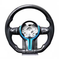 Volant sport en fibre de carbone bleu style M3 M5 pour BMW F30 F10 F20 E90 E70 F01 F25 F48 E71 E87, fond plat