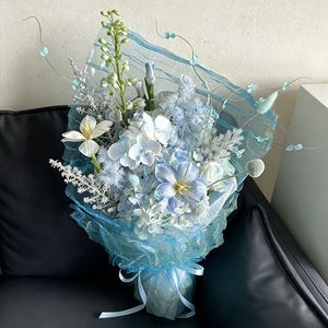 Papier d'emballage pour fleurs en tissu organza doux, tulle translucide, matériau de superposition pour bouquets, fournitures pour fleuristes, vente en gros - Product Image 1