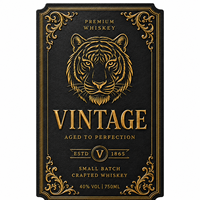 Etiqueta Personalizada Vintage para Licores con Estampado Dorado para Vino, Whisky, Tequila y Promoción de Marcas de Lujo - Autoadhesiva con Forma Personalizada
