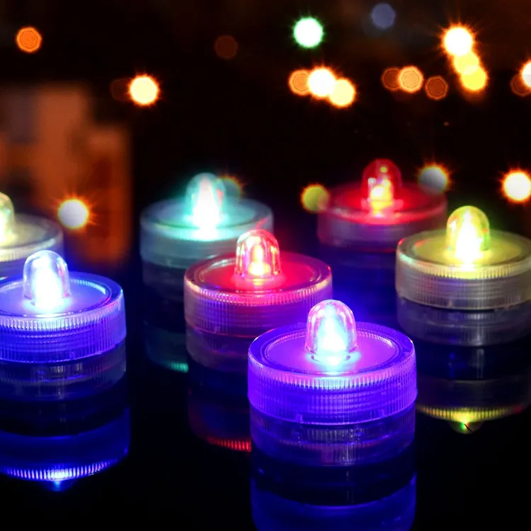 الجملة Led الشموع العائمة RGB اللون تغيير عديمة اللهب الصمام شموع ضوء للشاي 12 قطعة الغاطسة البسيطة Led شمعة ضوء