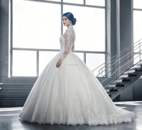 Robe de mariée de luxe à manches longues, pas chère, fabriquée en Chine, robe de mariée européenne en ligne