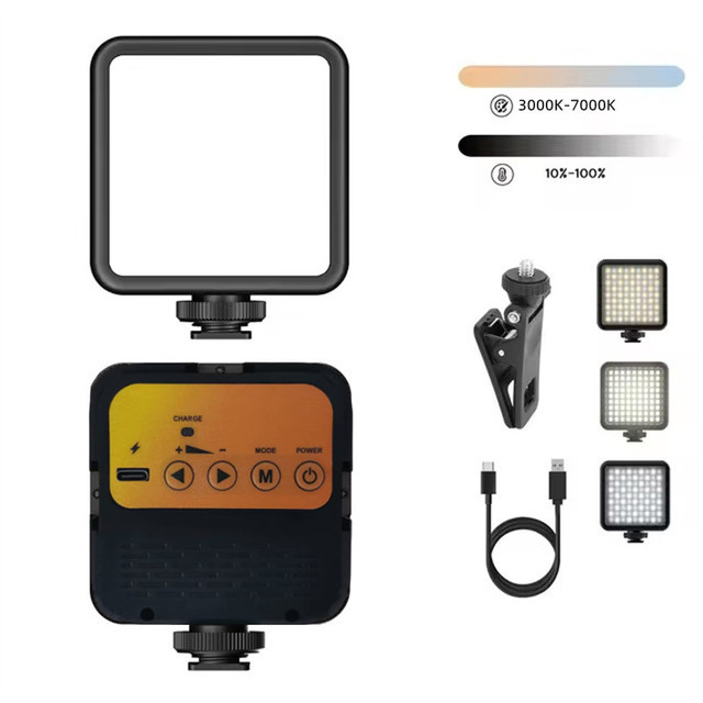 LED Clip Video Light Portable Photography On-Camera 3000K-6000K Bi-Color Lighting Cold Shoe for DSLR Camera Camcorder Gopro Vlog