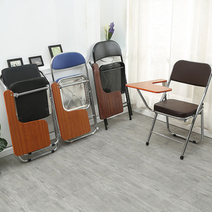 Moderna copertura ergonomica <span class=keywords><strong>in</strong></span> <span class=keywords><strong>pelle</strong></span> pieghevole sedia da ufficio per la formazione con schienale <span class=keywords><strong>in</strong></span> metallo e scritta - Product Image 3